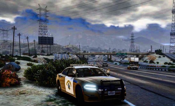 San Andreas Highway Patrol Charger on Route 13